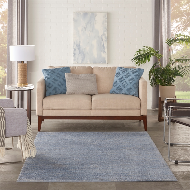 Pemberly Row 6' x 9' Blue Gray Fabric Outdoor Area Rug (6' x 9')