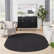 Pemberly Row 6' x 9' Oval Black Fabric Outdoor Area Rug (9' Oval)