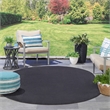 Pemberly Row 6' x 9' Oval Black Fabric Outdoor Area Rug (9' Oval)