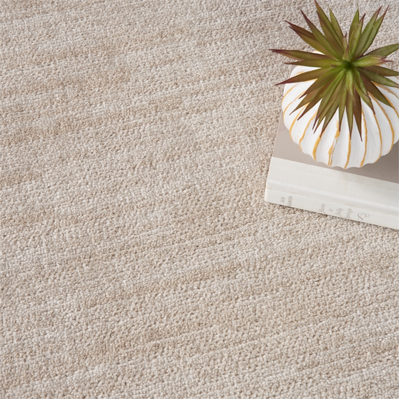 Pemberly Row 6' x 9' Oval Ivory Beige Fabric Outdoor Area Rug (9' Oval)