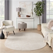 Pemberly Row 6' x 9' Oval Ivory Beige Fabric Outdoor Area Rug (9' Oval)