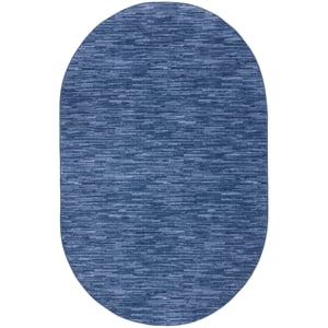Pemberly Row 6' x 9' Oval Navy Blue Fabric Outdoor Area Rug (9' Oval)