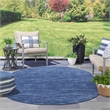 Pemberly Row 6' x 9' Oval Navy Blue Fabric Outdoor Area Rug (9' Oval)