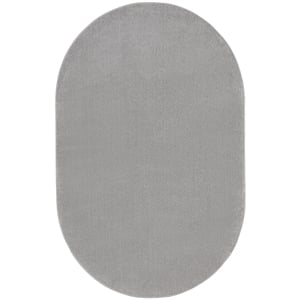Pemberly Row 6' x 9' Oval Silver Gray Fabric Outdoor Area Rug (9' Oval)