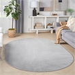 Pemberly Row 6' x 9' Oval Silver Gray Fabric Outdoor Area Rug (9' Oval)