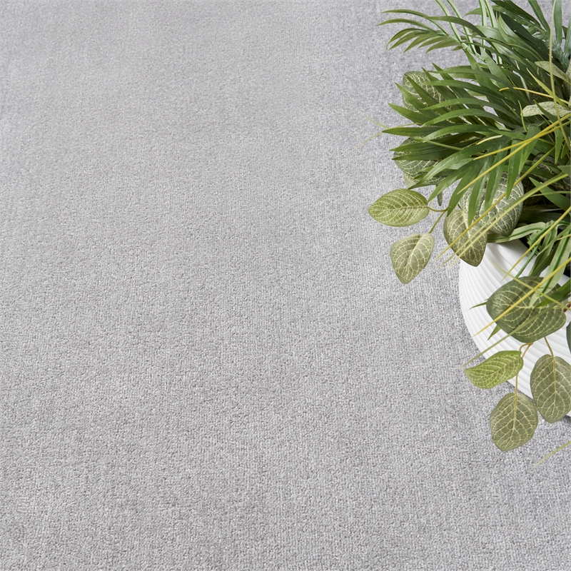 Pemberly Row 6' x 9' Oval Silver Gray Fabric Outdoor Area Rug (9' Oval)