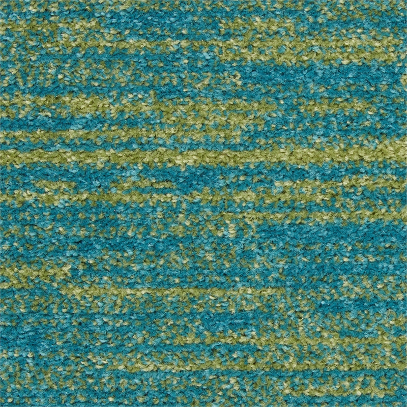 Pemberly Row 6' x Round Blue Green Fabric Outdoor Area Rug (6' Round)