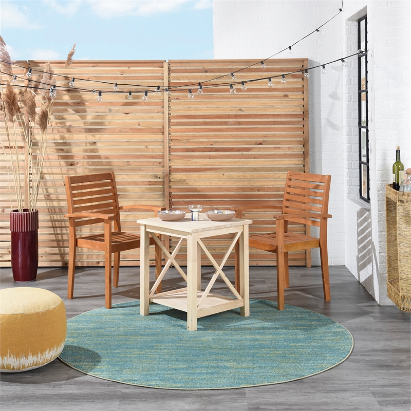 Pemberly Row 6' x Round Blue Green Fabric Outdoor Area Rug (6' Round)