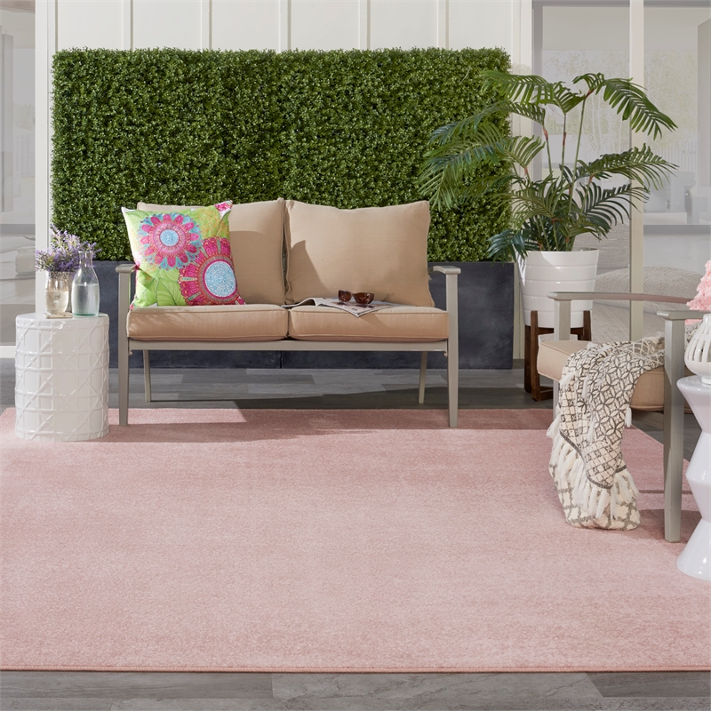 Pemberly Row 8' x 10' Pink Fabric Outdoor Area Rug (8' x 10')