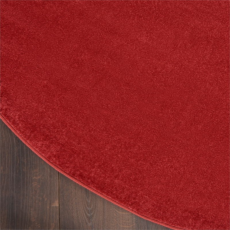 Pemberly Row 6' x Round Brick Red Fabric Outdoor Area Rug (6' Round)