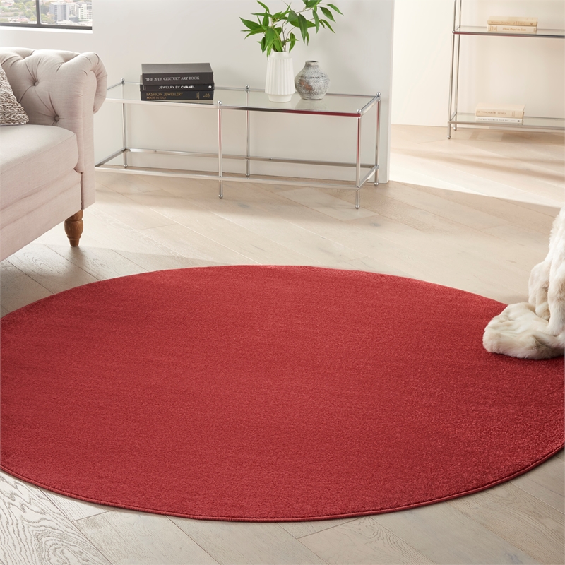 Pemberly Row 6' x Round Brick Red Fabric Outdoor Area Rug (6' Round)