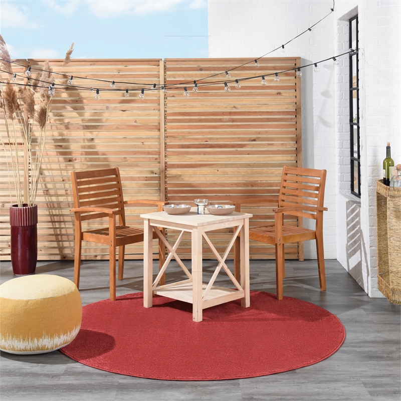 Pemberly Row 6' x Round Brick Red Fabric Outdoor Area Rug (6' Round)