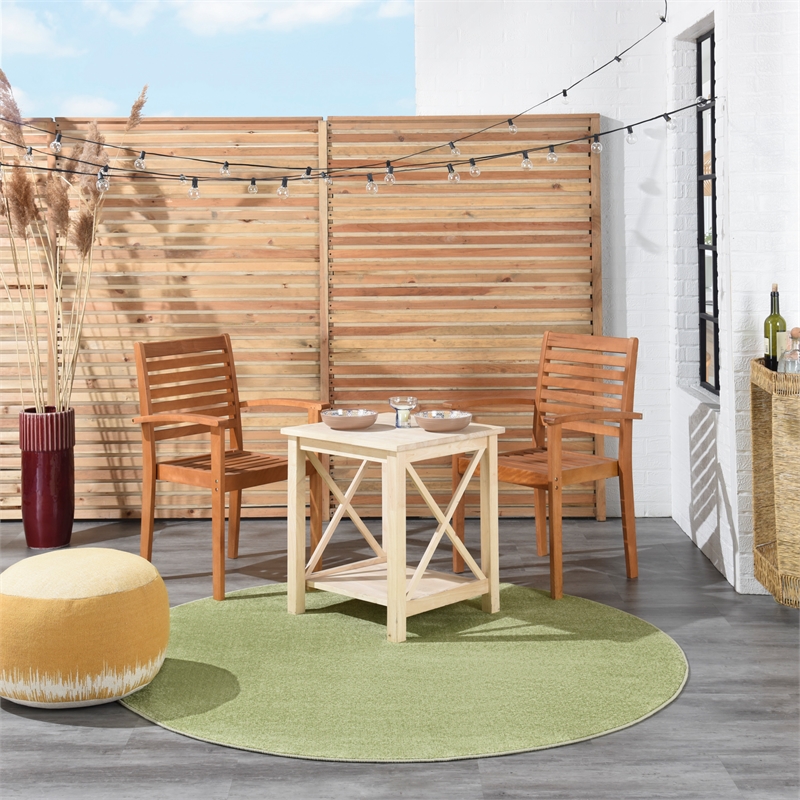 Pemberly Row 6' x Round Green Fabric Outdoor Area Rug (6' Round)