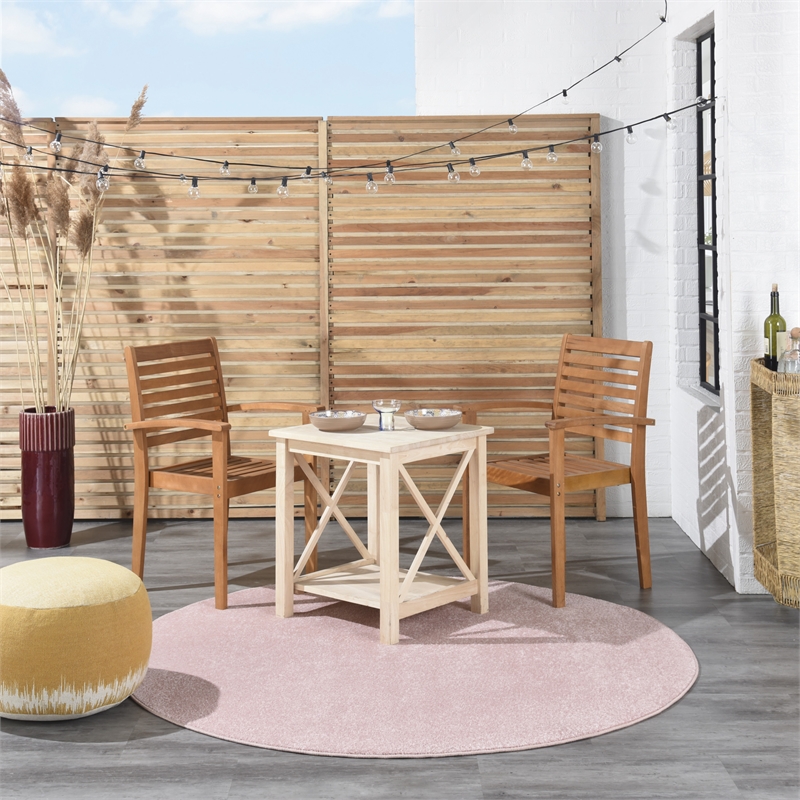 Pemberly Row 6' x Round Pink Fabric Outdoor Area Rug (6' Round)