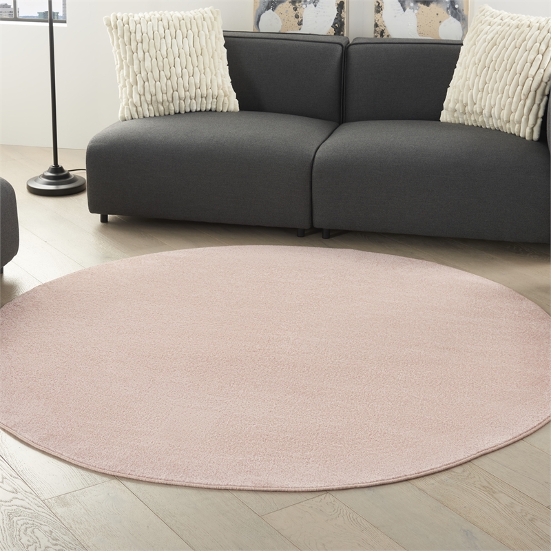 Pemberly Row 6' x Round Pink Fabric Outdoor Area Rug (6' Round)
