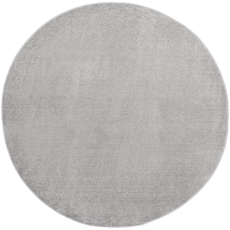 Pemberly Row 6' x Round Silver Gray Fabric Outdoor Area Rug (6' Round)