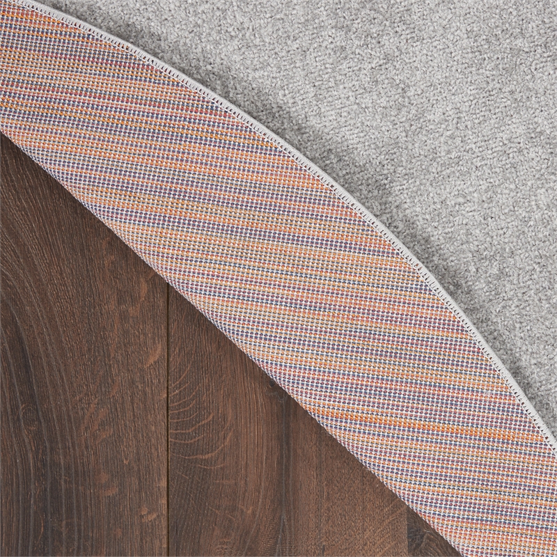 Pemberly Row 6' x Round Silver Gray Fabric Outdoor Area Rug (6' Round)