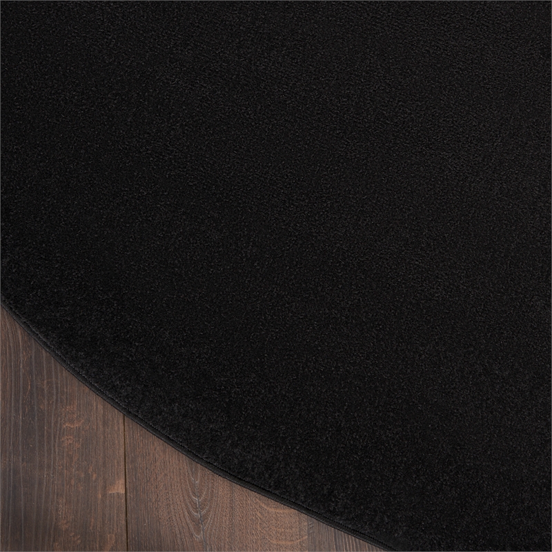 Pemberly Row 8' x Round Black Fabric Outdoor Area Rug (8' Round)