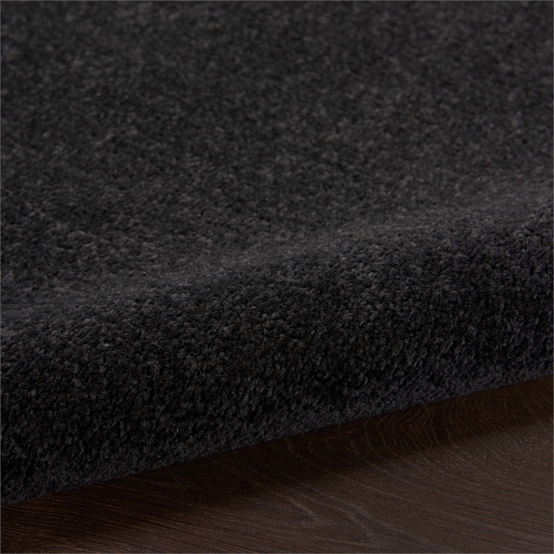 Pemberly Row 8' x Round Black Fabric Outdoor Area Rug (8' Round)