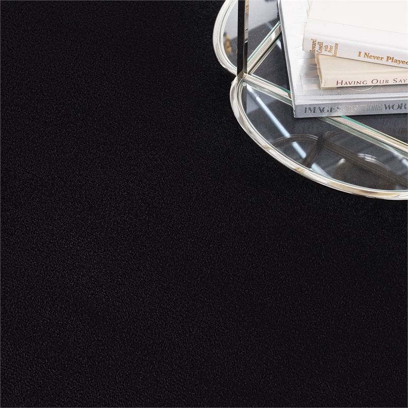 Pemberly Row 8' x Round Black Fabric Outdoor Area Rug (8' Round)