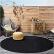 Pemberly Row 8' x Round Black Fabric Outdoor Area Rug (8' Round)