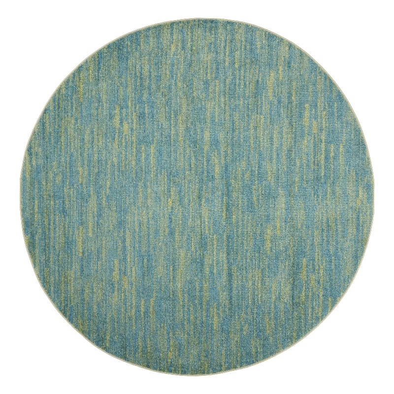 Pemberly Row 8' x Round Blue Green Fabric Outdoor Area Rug (8' Round)