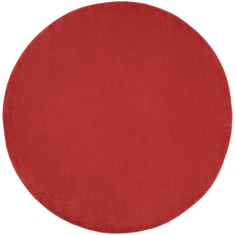 Pemberly Row 8' x Round Brick Red Fabric Outdoor Area Rug (8' Round)