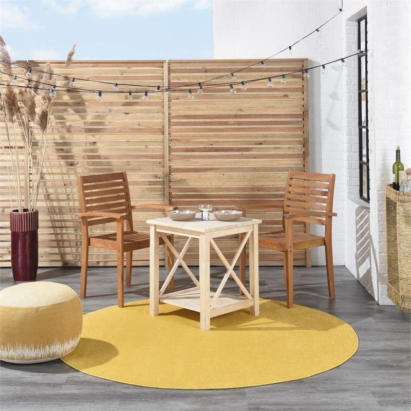 Pemberly Row 6' x Round Yellow Fabric Outdoor Area Rug (6' Round)