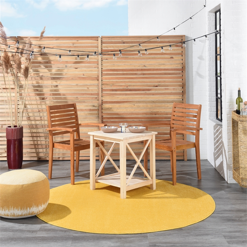 Pemberly Row 6' x Round Yellow Fabric Outdoor Area Rug (6' Round)