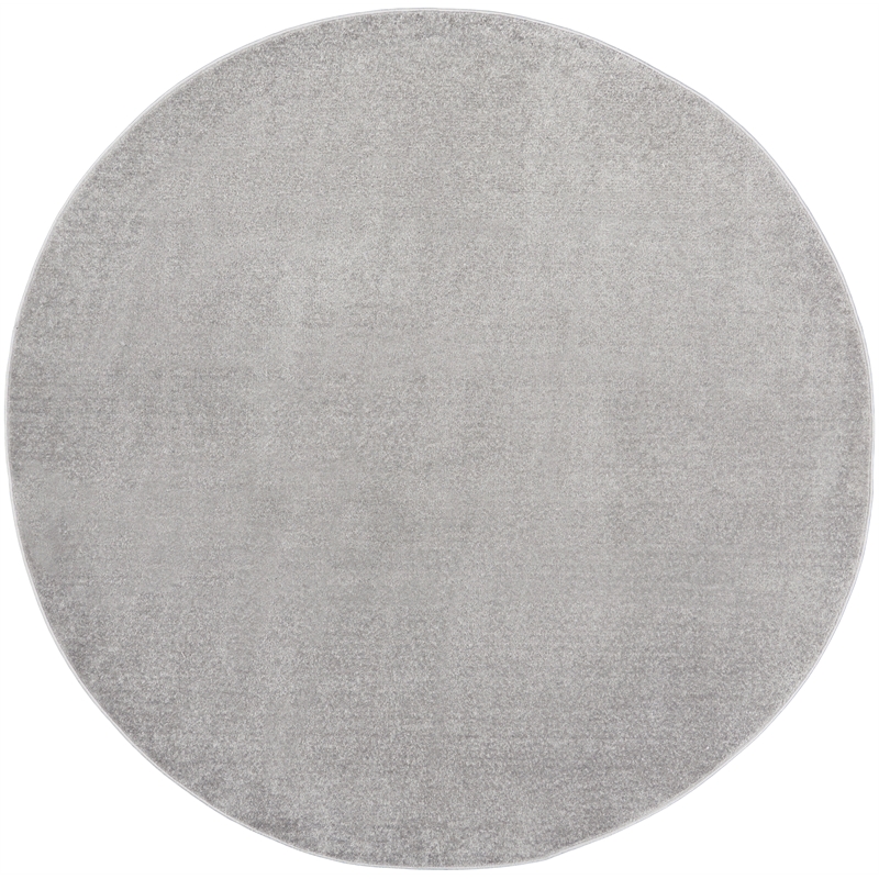 Pemberly Row 8' x Round Silver Gray Fabric Outdoor Area Rug (8' Round)