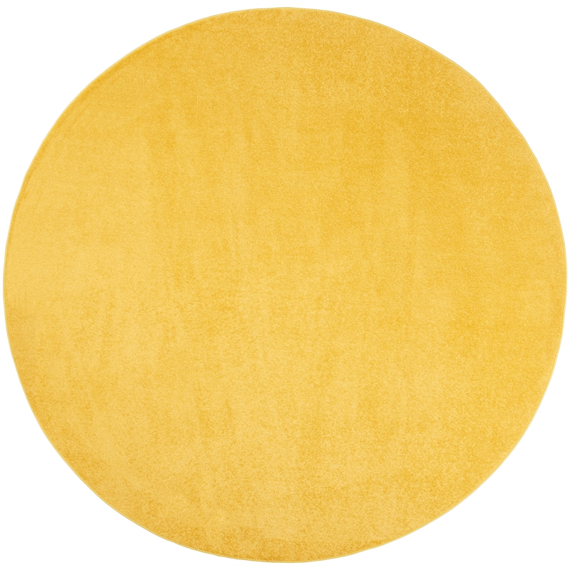Pemberly Row 8' x Round Yellow Fabric Outdoor Area Rug (8' Round)