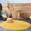 Pemberly Row 8' x Round Yellow Fabric Outdoor Area Rug (8' Round)