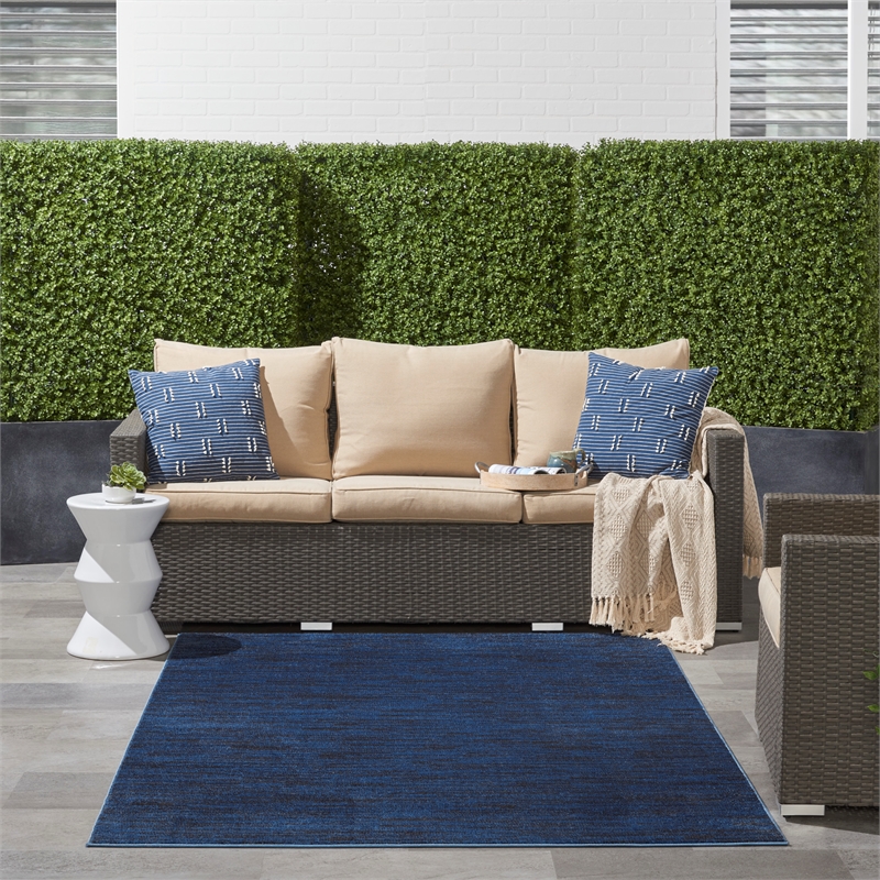 Pemberly Row 6' x 9' Midnight Blue Fabric Outdoor Area Rug (6' x 9')