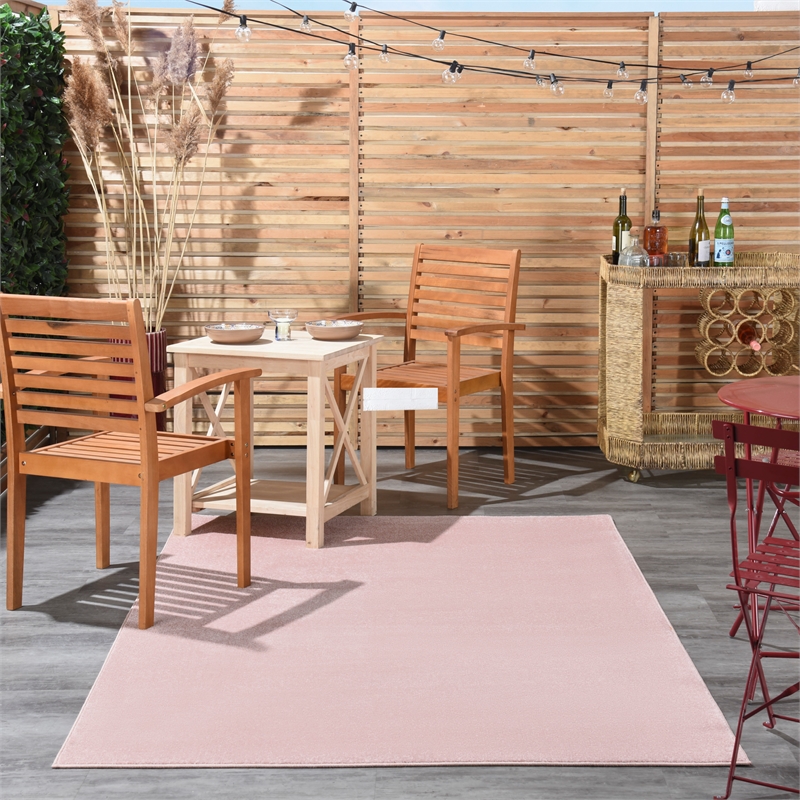 Pemberly Row Contemporary 6' x 9' Pink Fabric Outdoor Area Rug (6' x 9')