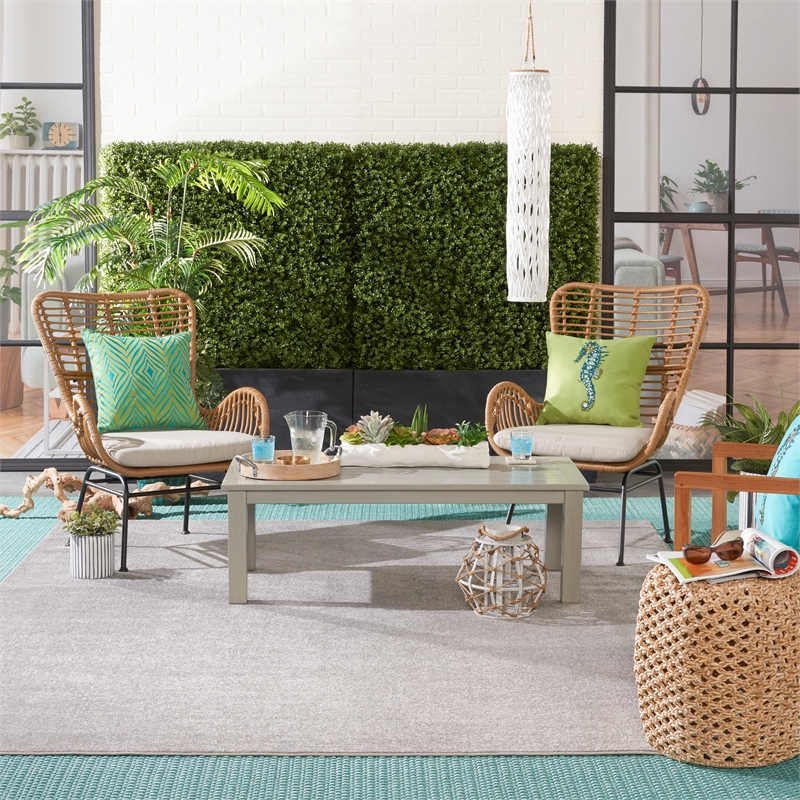 Pemberly Row 7' x 10' Silver Gray Fabric Outdoor Area Rug (7' x 10')