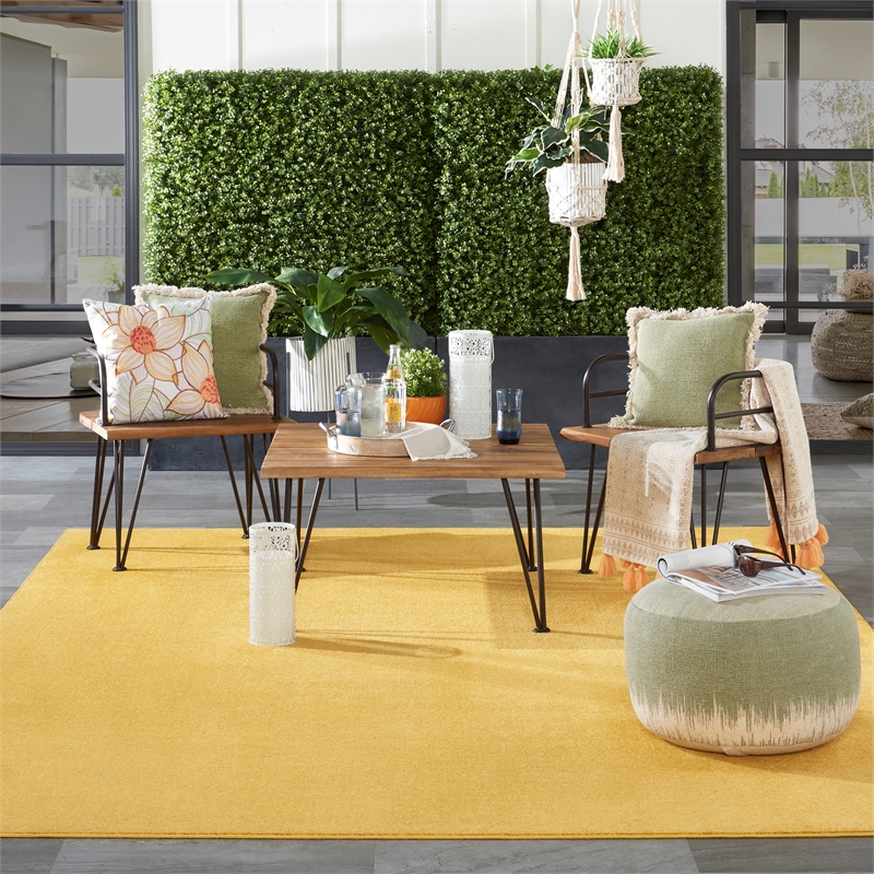 Pemberly Row 7' x 10' Yellow Fabric Outdoor Area Rug (7' x 10')