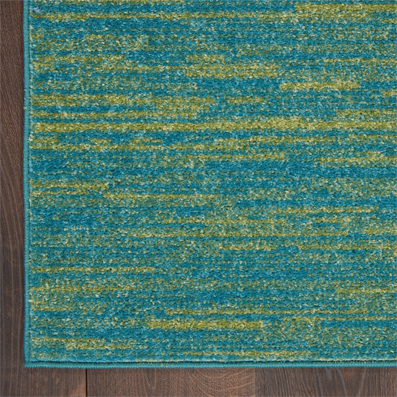 Pemberly Row 7' x Square Blue Green Fabric Outdoor Area Rug (7' Square)