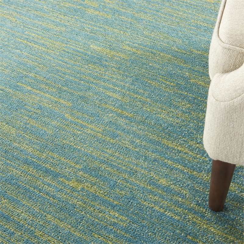 Pemberly Row 7' x Square Blue Green Fabric Outdoor Area Rug (7' Square)