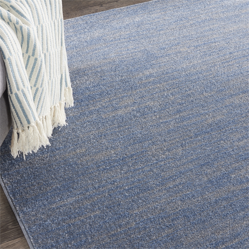 Pemberly Row 7' x Square Blue Gray Fabric Outdoor Area Rug (7' Square)