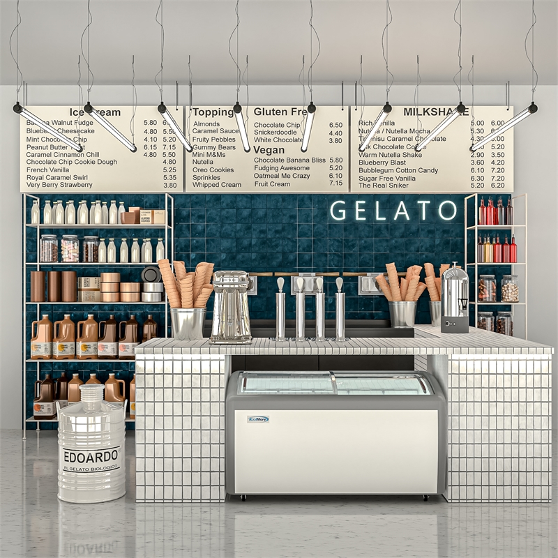 Pemberly Row Contemporary 60 in. Display Ice Cream Freezer-16 cu ft.
