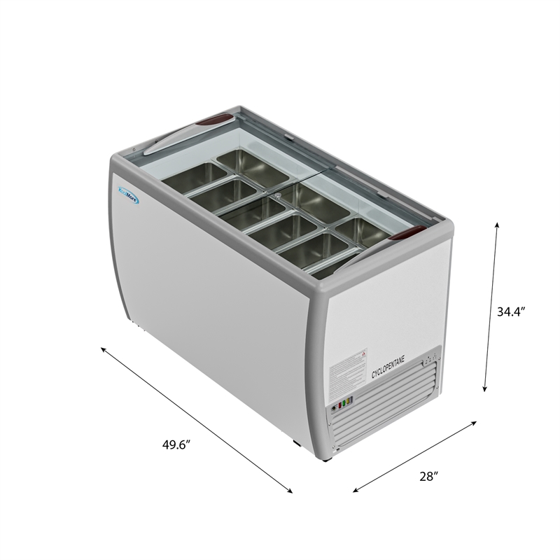 Pemberly Row 13 cu. ft. Commercial Gelato Dipping Cabinet - Clear Display Case