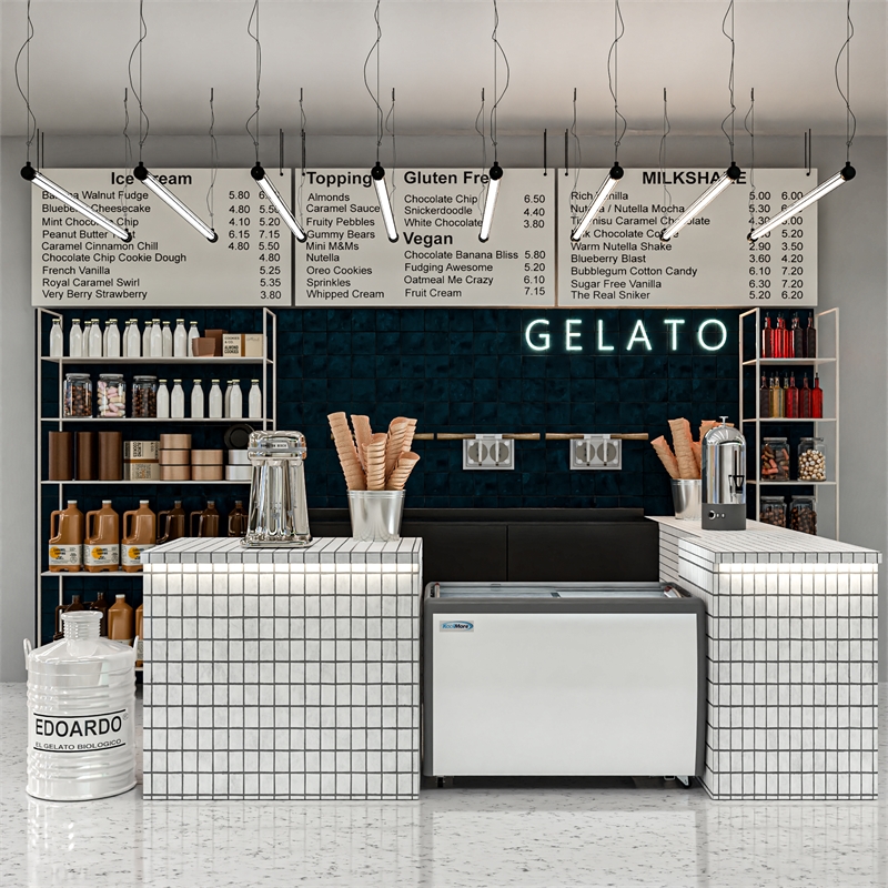 Pemberly Row 13 cu. ft. Commercial Gelato Dipping Cabinet - Clear Display Case