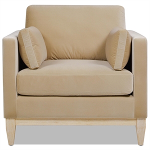 Pemberly Row 36&quot Modern Farmhouse Arm Chair Fawn Brown Performance Velvet