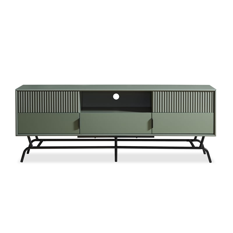 Pemberly Row Wood Multi-Storage TV Stand in Sage Green and Black