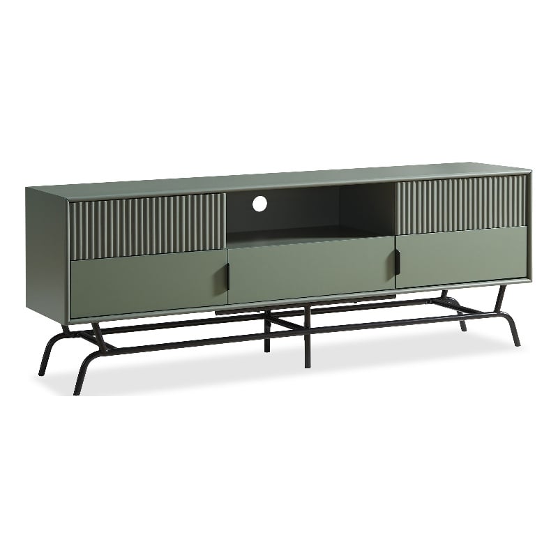 Pemberly Row Wood Multi-Storage TV Stand in Sage Green and Black