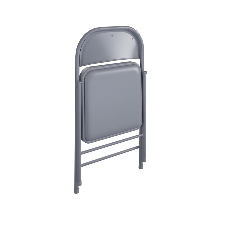 Pemberly Row Contemporary Vinyl Folding Chair in Grey (4-Pack)