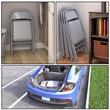Pemberly Row Contemporary Vinyl Folding Chair in Grey (4-Pack)