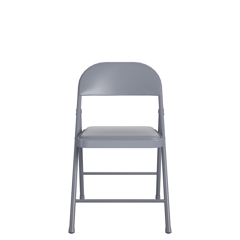 Pemberly Row Contemporary Vinyl Folding Chair in Grey (4-Pack)