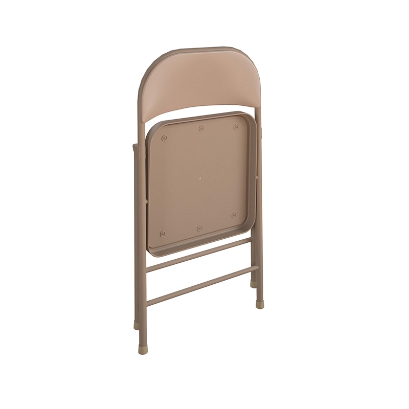 Pemberly Row Contemporary Vinyl Folding Chair in Antique Linen (4-Pack)
