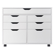 Pemberly Row 5-Drawer Engineered Wood Mobile Storage Cabinet in Crisp White